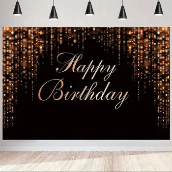 

Birthday Party Banner Photography Background Golden Black Sparkly Gold Glitter Decorations Backdrop Photocall Studio Photoshoot