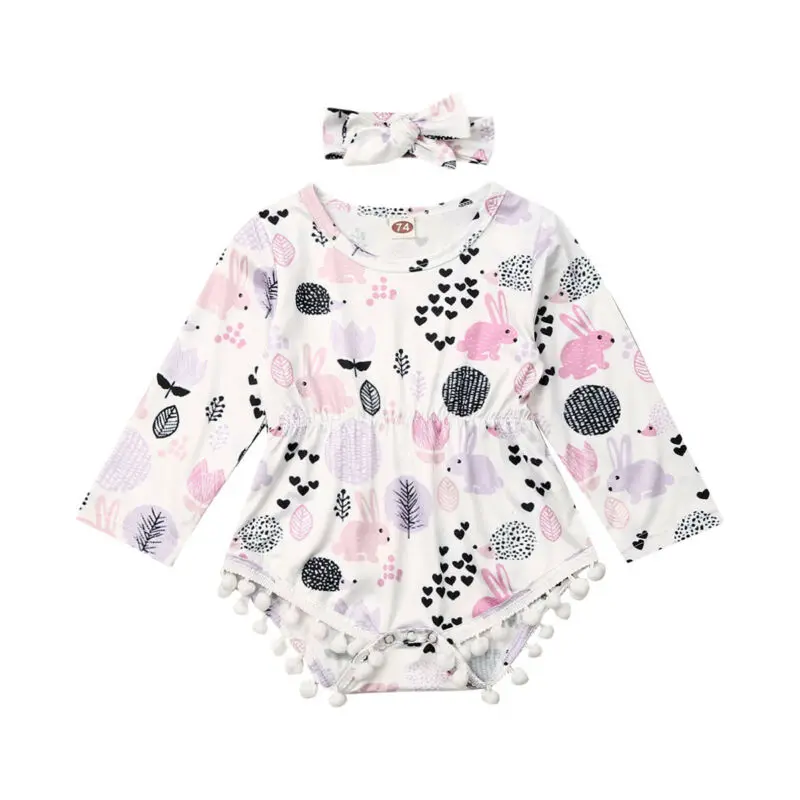 Детский комбинезон с помпонами для новорожденных девочек от 0 до 24 месяцев