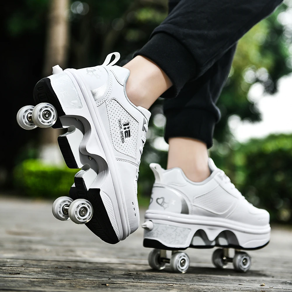 Deformation Four Wheels Rounds Running | Roller Shoes Casual Sneakers - Shoes Aliexpress