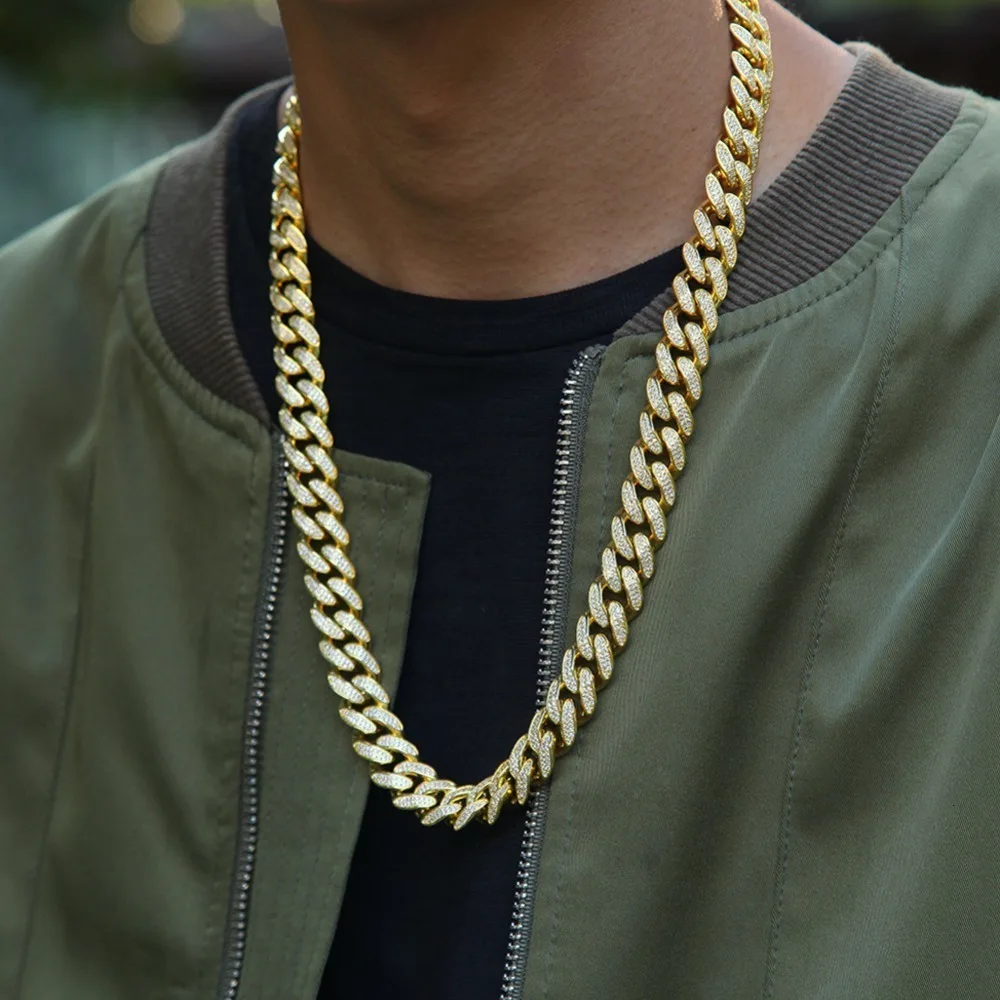 TBTK проложили полный сверкающий циркон золото цепочки и ожерелья Jewelry Costumen для человека Золотой тяжелый подвески, ожерелья цепи панк колье хип хоп