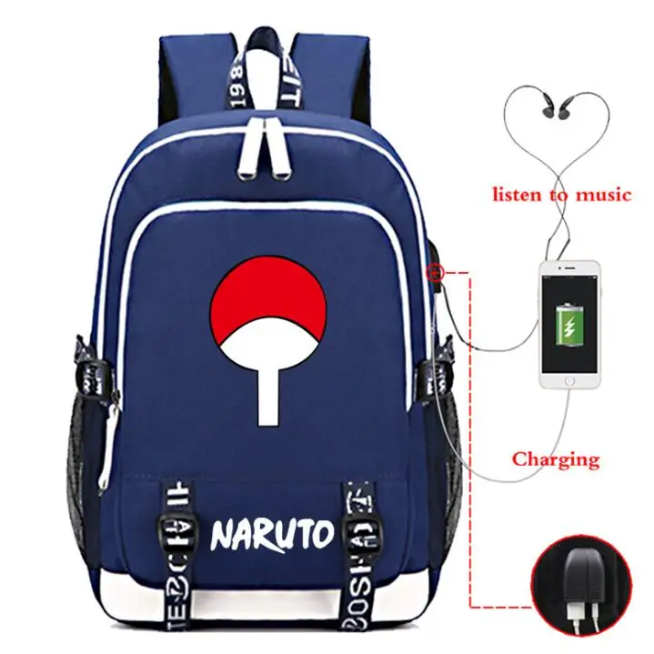 Наруто рюкзак Uzumaki Наруто Модный usb рюкзак для ноутбука для девочек мальчиков подростков детская классная книжная сумка