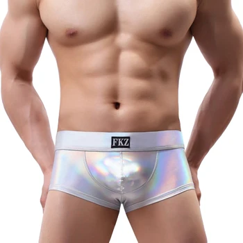 

Men underwear boxer man panty imitation leather cueca masculina ice silk calzoncillo hombre sexy men underwear boxer homme