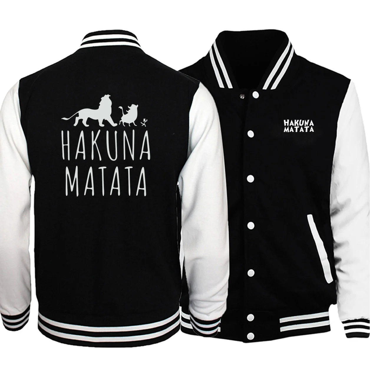 

Hakuna Matata The Lion King Baseball Jacket Men Simba Friend Pumbaa Timon Jackets Coat Winter Autumn Cartoon Movie Sportswear