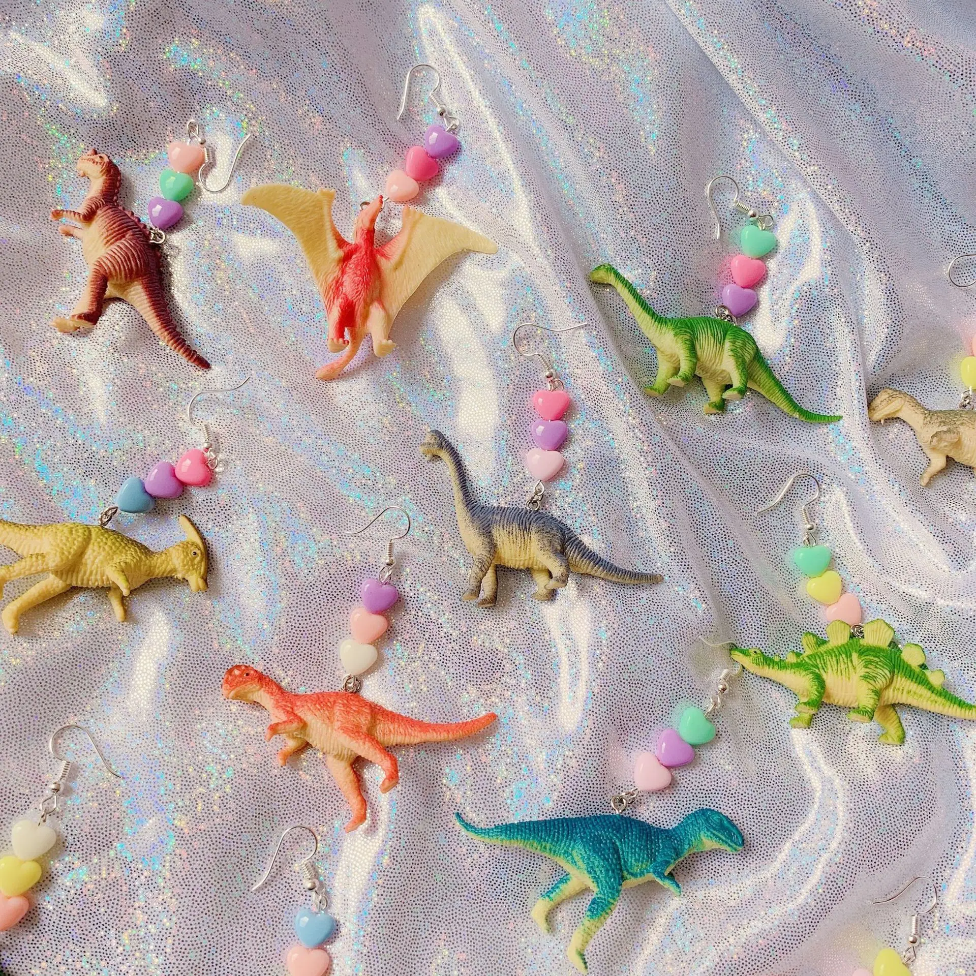 Милые серьги-капли в виде динозавра и животных, вечерние серьги в форме сердца в стиле панк для женщин и девочек, Преувеличенные Причудливые ювелирные изделия, креативный подарок
