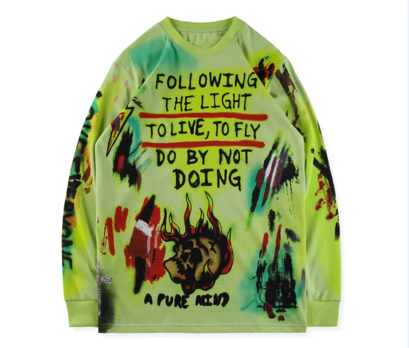 Kanye West Kids See Ghosts граффити Мужская толстовка худи с круглым вырезом хип-хоп модная уличная Толстовка - Цвет: C