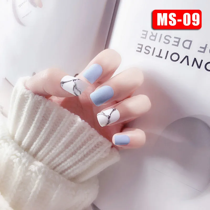 24Pcs/Set Matte Fake Nails Tips Square Type Top Finish Finger Nail Art Tips Decor 998 - Цвет: as picture
