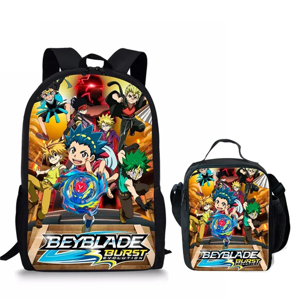 Модная школьная сумка Beyblade для мальчиков-подростков с принтом героев мультфильмов, Школьный набор, Детские крутые школьные сумки, рюкзак с сумкой для ланча