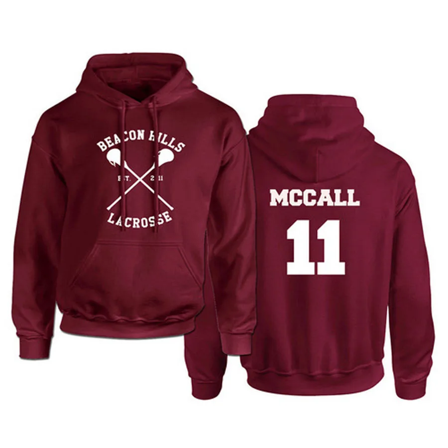 Подростковый худи с изображением волка для мужчин McCall 11 Lacrosse Stilinski 24 Lahey 14 пуловер с принтом Hoddies красные толстовки Прямая поставка - Цвет: 11