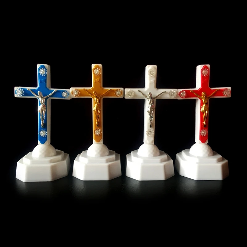 LED Light Christ Jesus Lcon Cross Home Church Pray Ornaments Church Souvenirs 1XCC