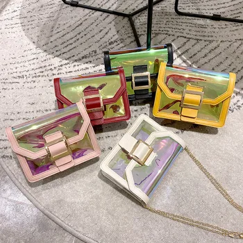 

Cross Body Messenger Bags Women Summer Laser Jelly Single Shoulder Bag Cute Lady Small Bag Fashion Mini PVC Square Bag
