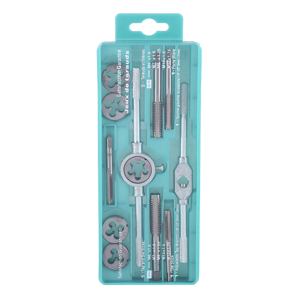 

12pcs Hand Tool Kit M6-M12 Screw Nut Thread Taps Dies Hand Tool Kit With Wrench Handle Hand Tool Kits Dropshipping New