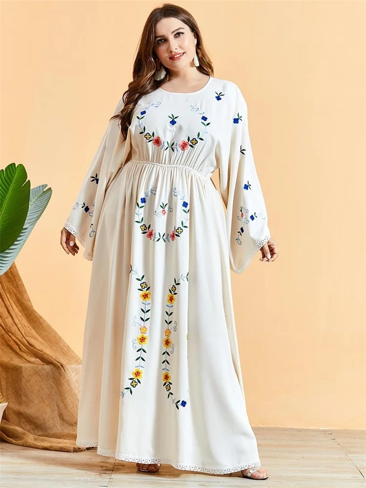 Женское платье с цветочной вышивкой Siskakia длинное ТРАПЕЦИЕВИДНОЕ ПЛАТЬЕ