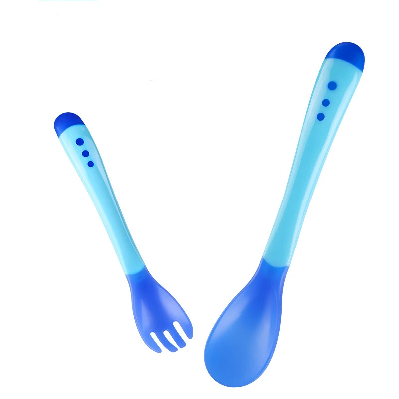 

Safe Candy Color Temperature Sensing Spoon Children Food Baby Feeding Tools Baby Soft Silicone Spoon Children Food Baby Feeding