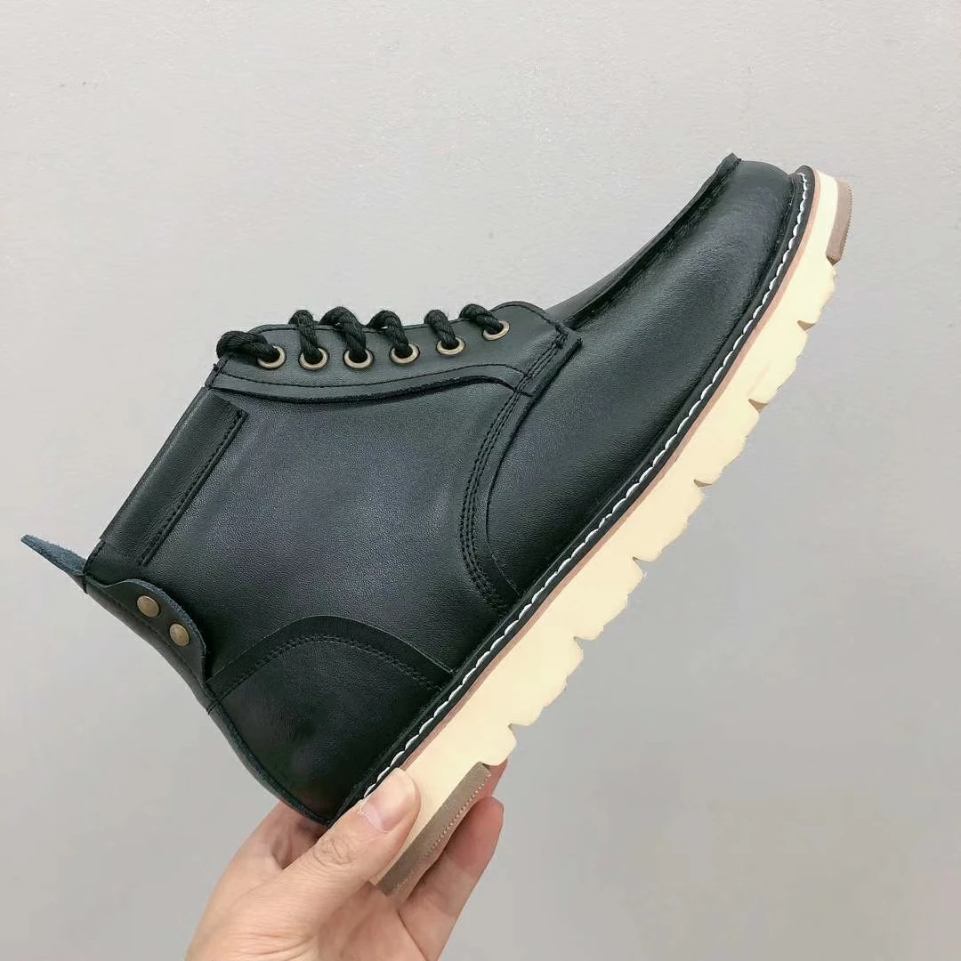 Australian Brand Sheepskin Leather Wool Fur Lined Men Lace-Up Short Ankle Winter Snow Boots For Man Casual Shoes Waterproof