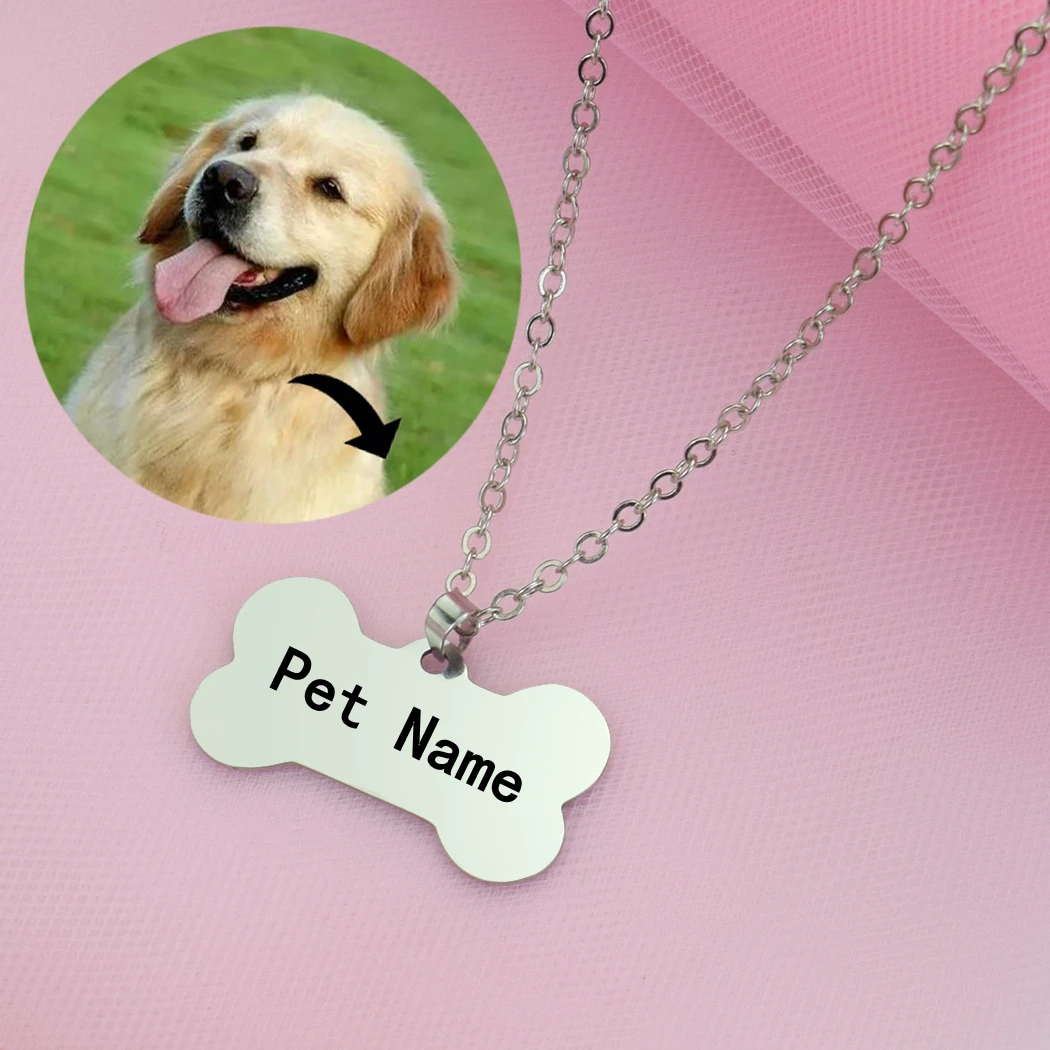 Personalized Dog Bone Pendant Necklace 