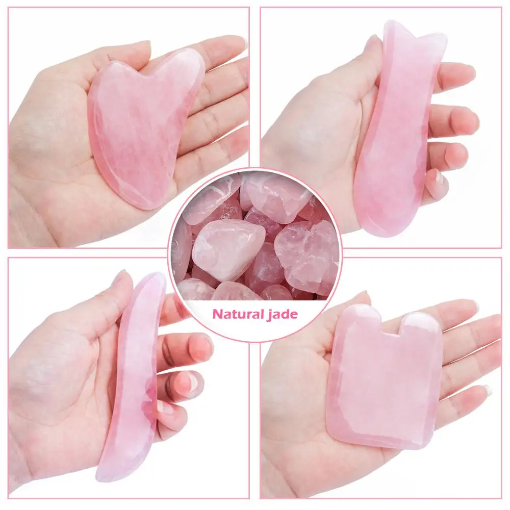 Rose Quartz Roller Slimming Face Massager Lifting Tool Natural Jade Facial Roller Skin Beauty Care Set for Birthday Gift No Box
