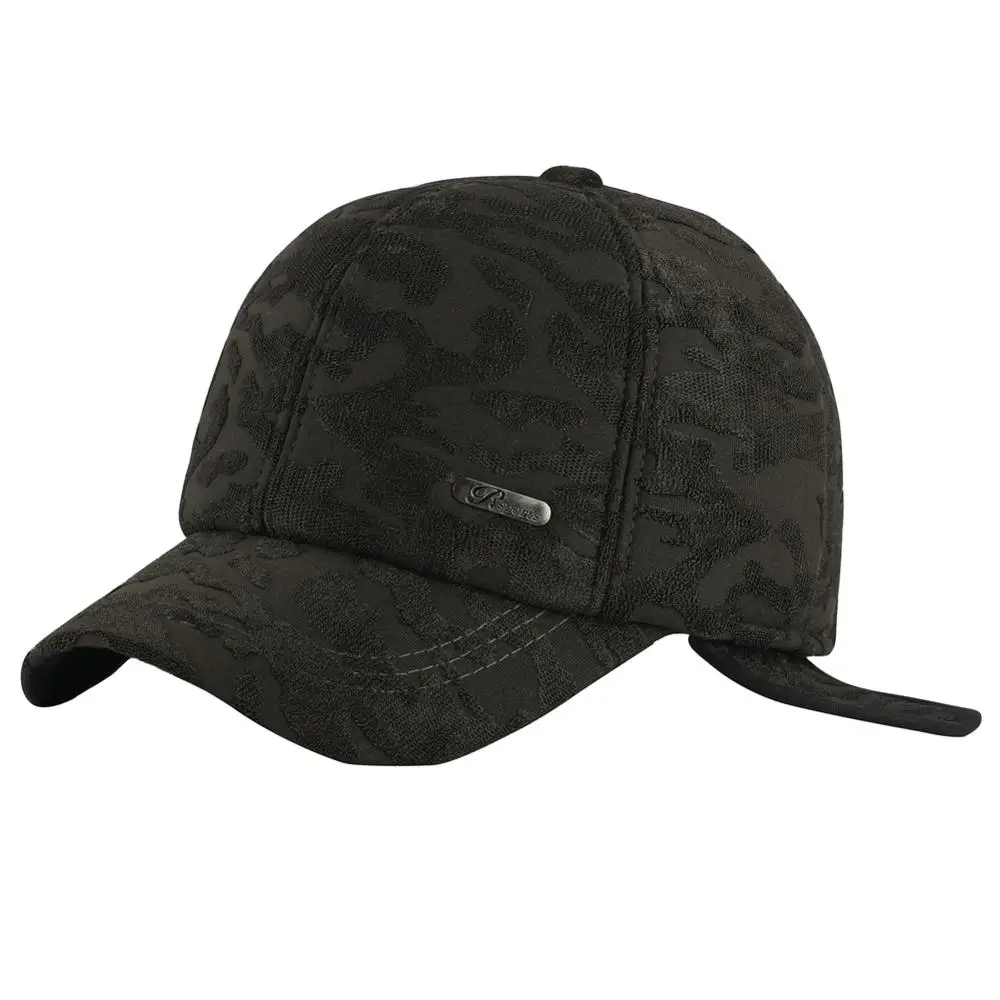Армейский зеленый Baseball Cap Winter Men's Black Short Hat Thicker Ear flaps Snapback Outdoor Warm Autumn Visor Dad Trucker Hats Adjustable Bone - Цвет: Армейский зеленый