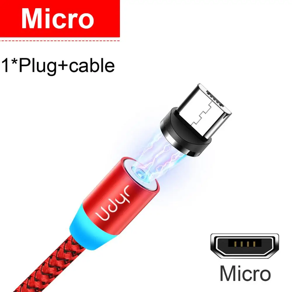 Udyr Магнитный Micro usb type C кабель для iphone samsung Android 2 м Быстрая зарядка магнит Зарядное устройство USB кабель провод для мобильного телефона шнур - Цвет: Red For Micro