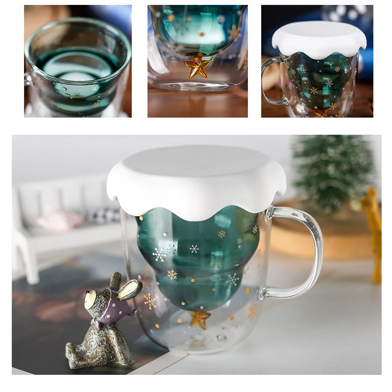 Креативный 3D прозрачный Двусторонний анти-скальдинг стеклянная Рождественская елка звезда чашка, кофейная чашка Молочный Сок чашка Детский Рождественский подарок
