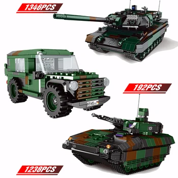 

Leopard 2 A6 Main Battle Tank Model Building Blocks Compatible Military WW2 Army Soldier Bicks Toys For Kid Boys