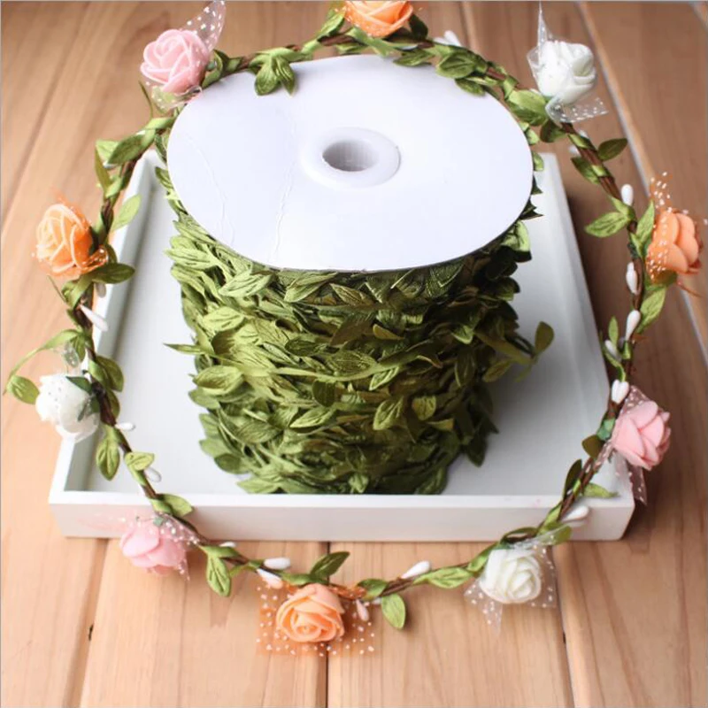 

10M Artificial Vine Leaf Decoration Vivid Rattan Leaf Artificial Green Leaves Plants DIY Garland for Wedding Decor Bride Wreath