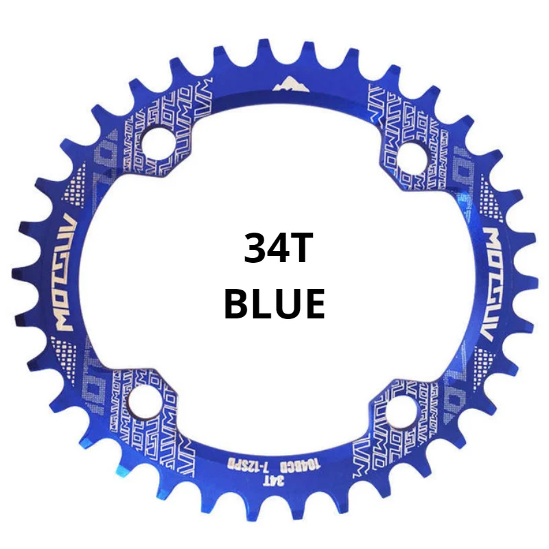 34T Blue Oval MOTSUV велосипед Crank 104BCD 32 T/34 T/36 T/38 T овальная Звездочка узкий широкий MTB велосипедная Звездочка круг шатунная пластина запчасти для велосипеда - Цвет: 34T Blue Oval