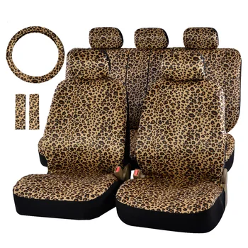

Car Seat Cover Universal Fit Full Set Flat Cloth Fabric Leopard Print Fit Most Car Truck Suv Van Car Seat Split Bench Protector