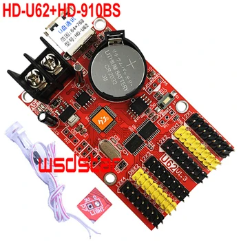 

HD-U62+HD-910BS Brightness Sensor 2*HUB08 4*HUB12 1536*32 768*64 USB LED control card Single & Dual Color P10 LED control card
