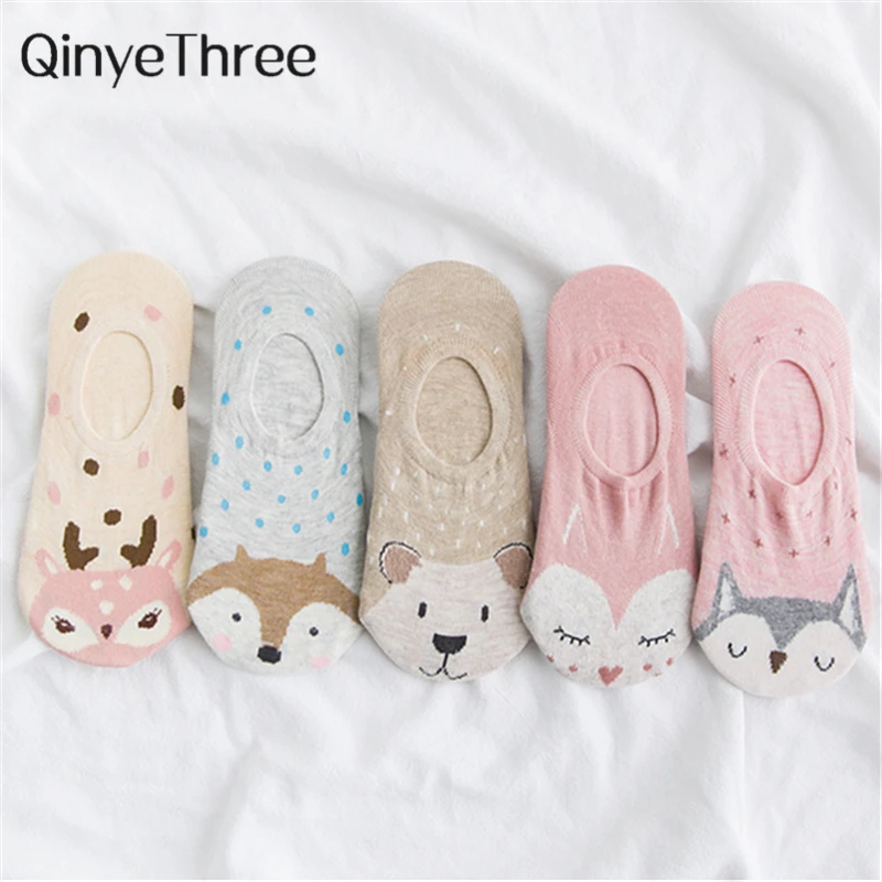 5Pairs/Lot Cartoon Unicorn Cat Fox Socks Cute Animal Women Socks Summer Funny Short Ankle Socks Ladies Cotton Sock Dropship