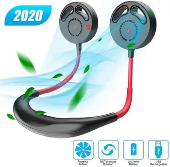 

No Fan Blades USB Rechargeable 2000MAh Portable Hanging Neck Sports Fan Headphone Design Mini Cooler Wearable Neck Fans for Trav