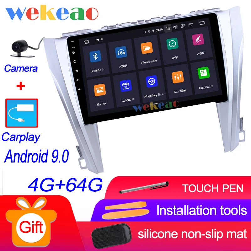 Android Car Radio Wekeao сенсорный экран 10,1 ''Android 9,0 автомобильный Dvd мультимедийный плеер для Toyota Camry автомобильный Радио gps навигация - Цвет: Android Car Radio