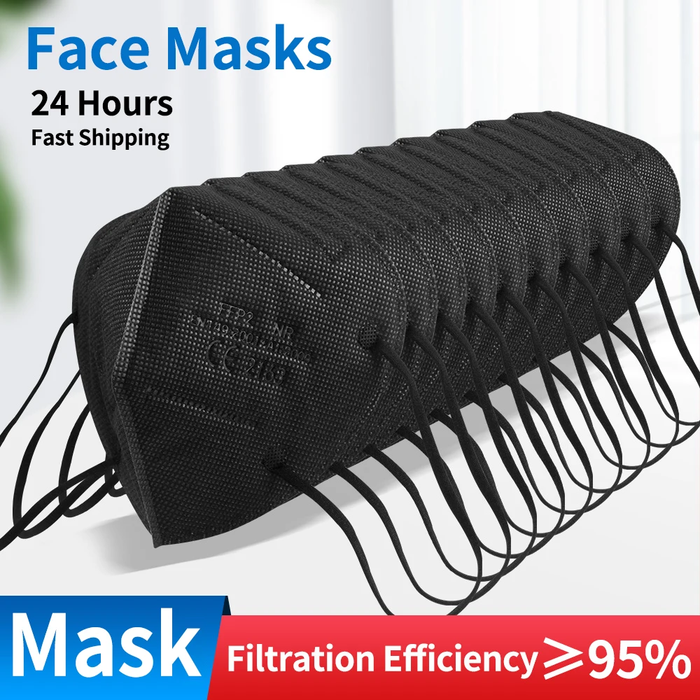 Mascarilla facial Industrial desechable de 5 capas, máscara reutilizable con elásticos para las orejas, de tela a la moda, 10-200 piezas
