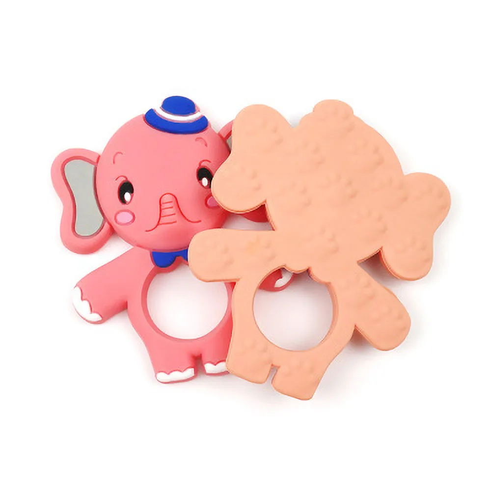 10 Colors Baby Silicone Teethers Food Grade Silicone Cartoon Elephant Teether DIY Teething Toys For Teeth Infant Baby Teethers