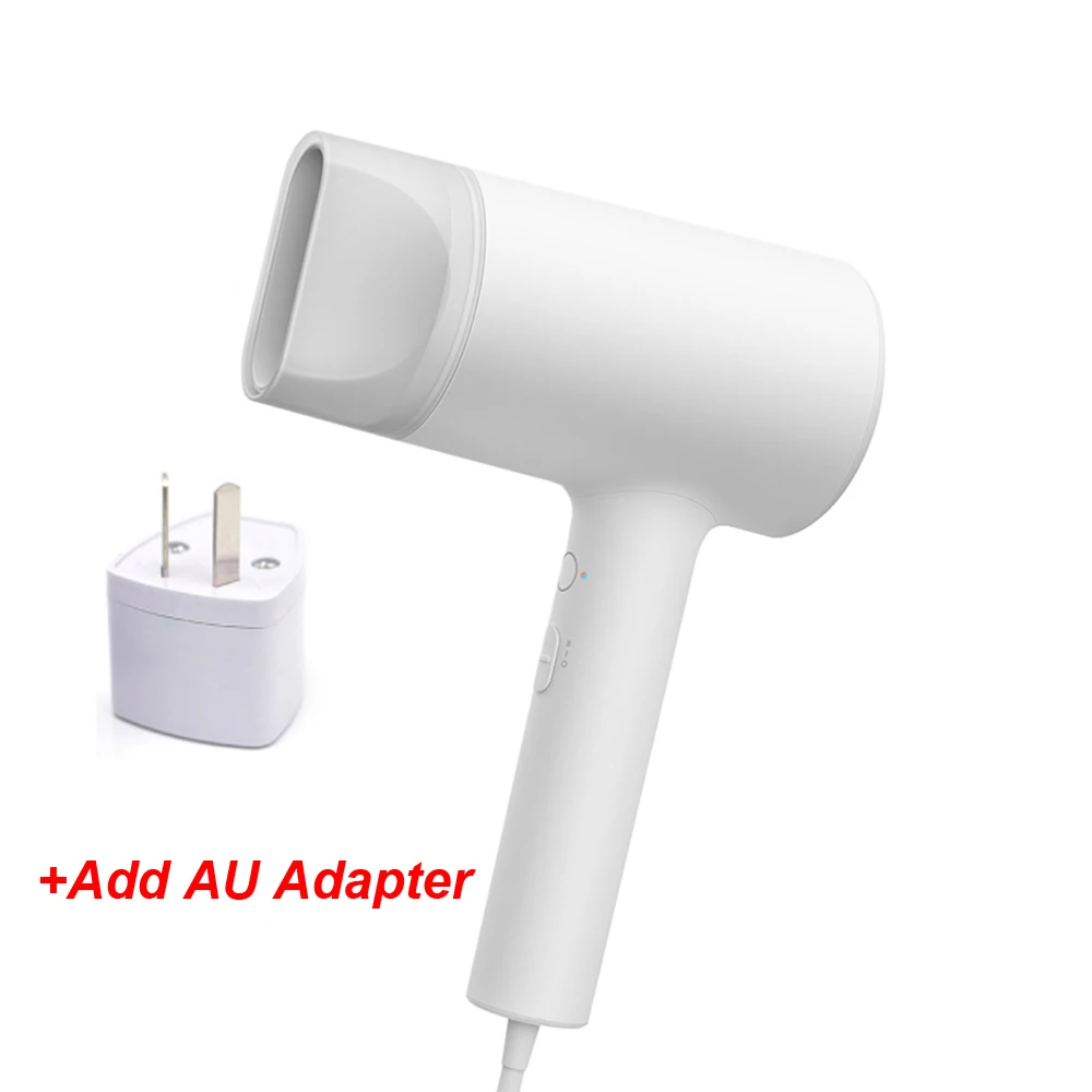 Xiaomi mijia 1800 Вт водяной ионный Электрический Фен профессиональный Быстросохнущий портативный фен для волос Домашний дорожный низкий уровень шума - Цвет: Add AU Adapter