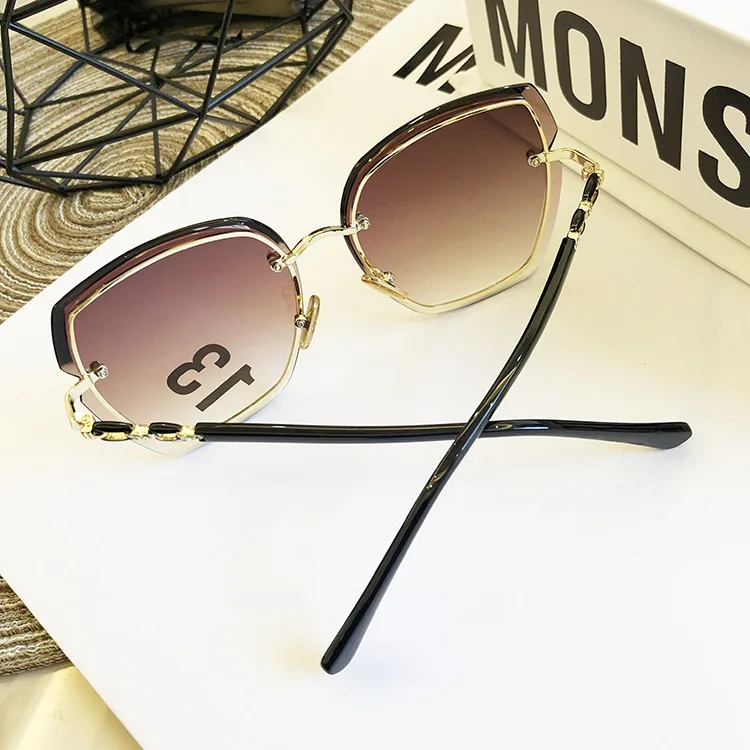 High Quality Women Rimless Square Sunglasses 2022 Brand Designer Sun Glasses Vintage Shades Female Pink Eyewear Gafas De Sol sunglasses for women