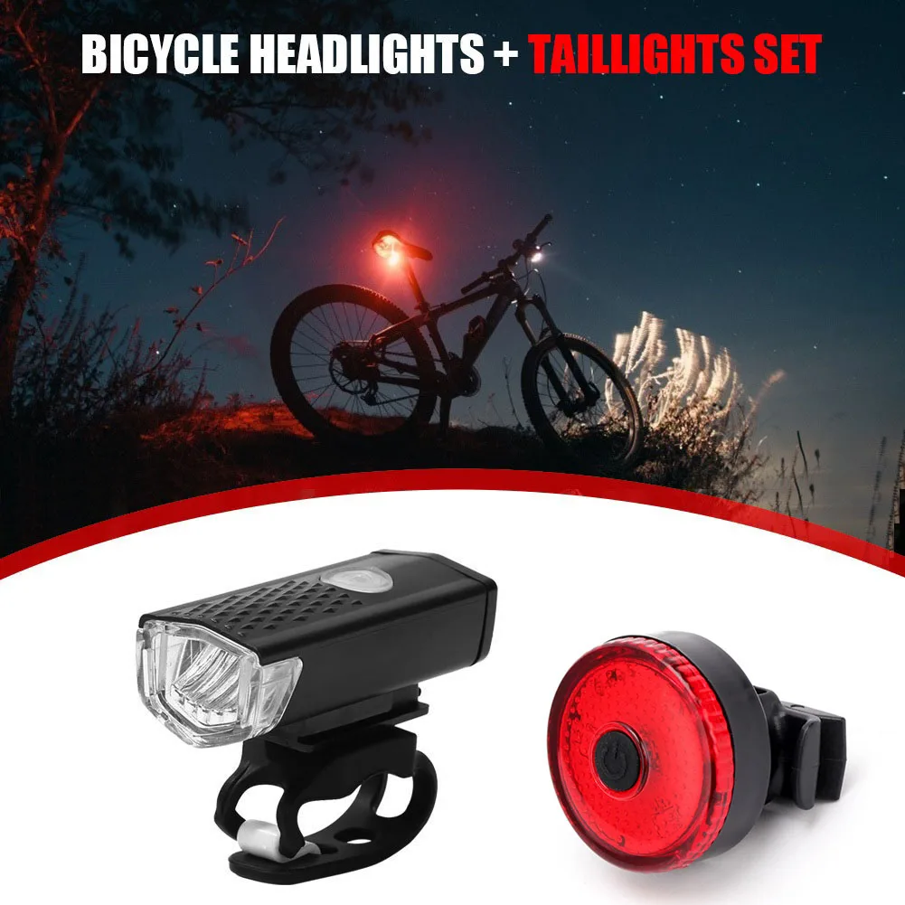 USB Rechargeable LED Mountain Bike Lights Bicycle Torch Front & Rear Lamp Set UK 