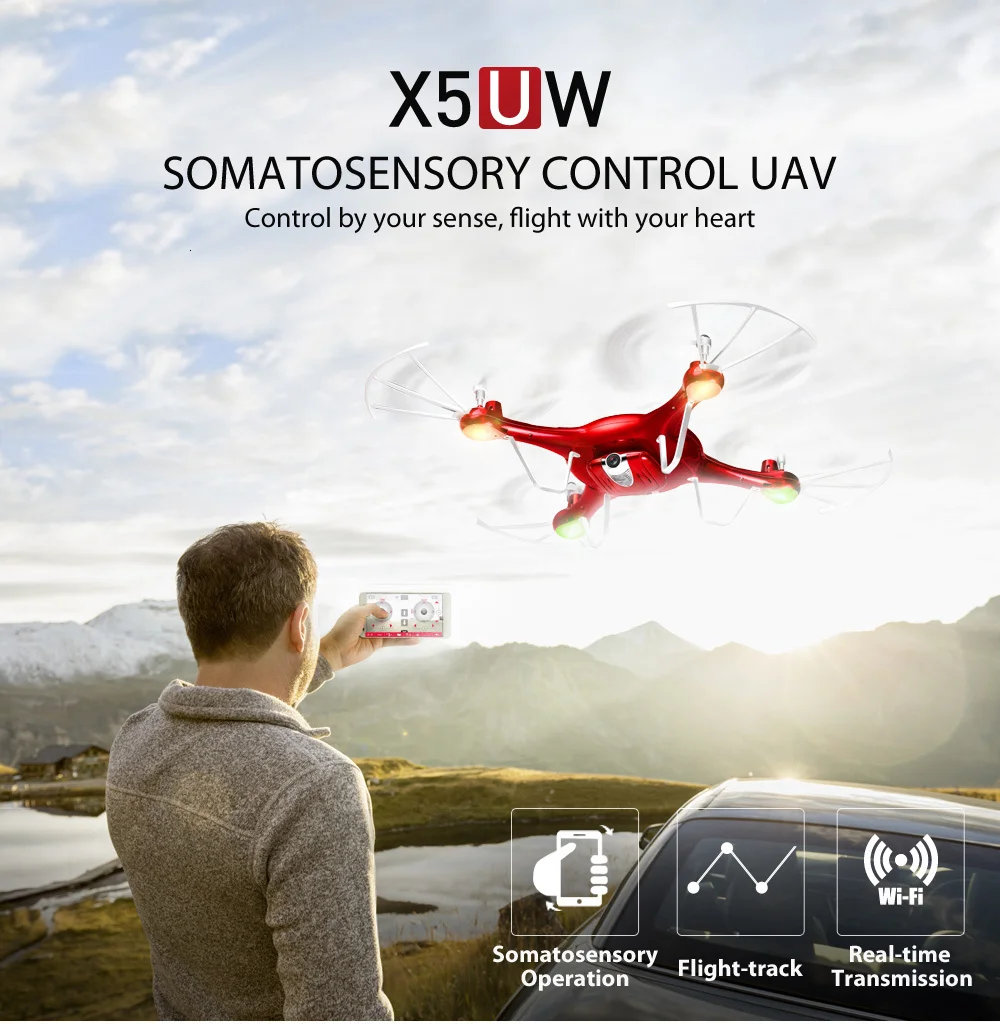 SYMA X5UW Дрон с камерой FPV WiFi HD 720P Трансмиссия квадрокоптера в режиме реального времени 2,4G 4CH RC вертолет Дрон Квадрокоптер дроны