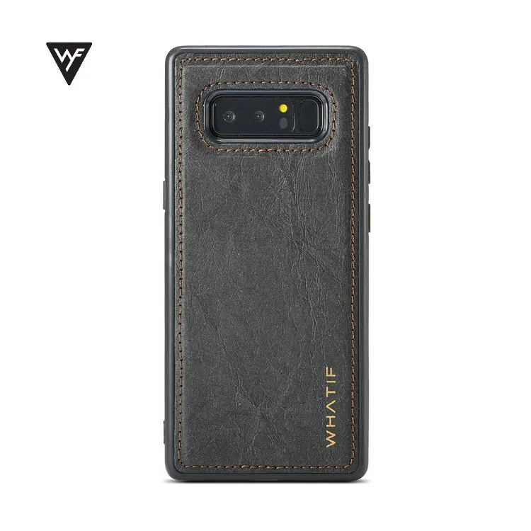 WHATIF из искусственной кожи чехол для samsung Galaxy Note 8 9 10 S8 S9 S10 E Plus S7 Edge задняя крышка для Note10 Plus противоударный чехол для телефона - Цвет: Черный