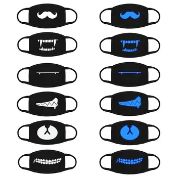 

6pcs Cotton Dust Mask Cartoon Teeth Muffle Face Respirator Anti Kpop Bear Mouth Mask Glow in the Dark Face Mouth Cover