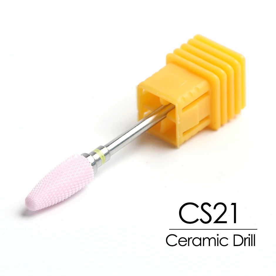 CS21 Шлифовальный керамический сверло для ногтей розовый заусенец фреза для маникюра Электрический педикюр машина съемный инструмент машина LECS3-21 - Цвет: CS21