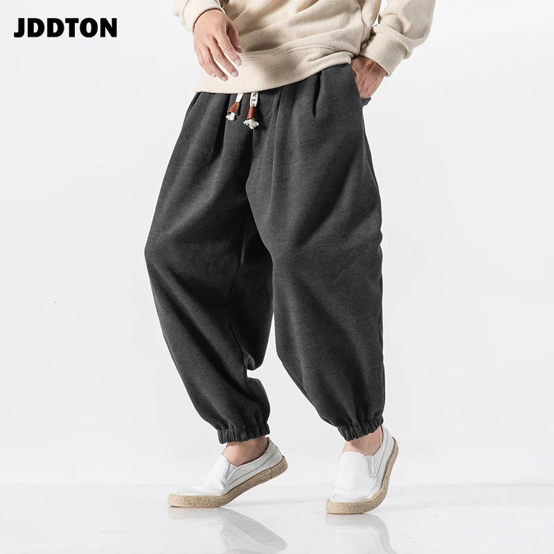 Мужские зимние шерстяные теплые брюки JDDTON в китайском стиле джоггеры спортивные
