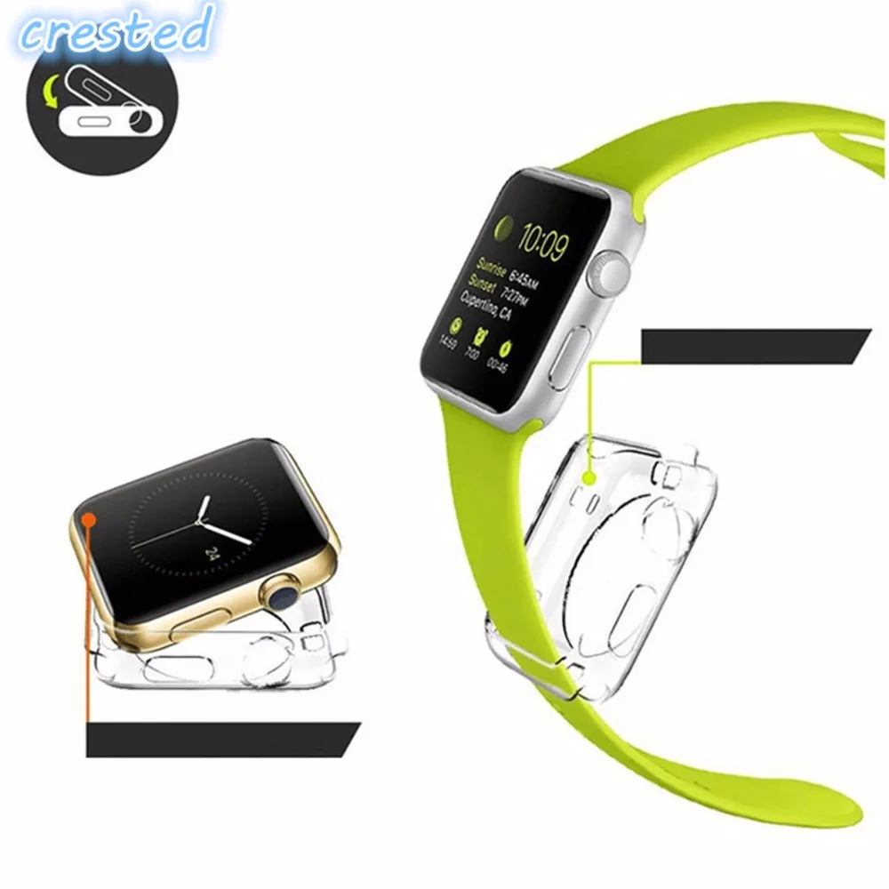 Мягкий чехол для часов Apple watch, чехол iWatch series 2/1, 42 мм, 38 мм, цветная силиконовая рамка, защитный чехол для часов, аксессуары