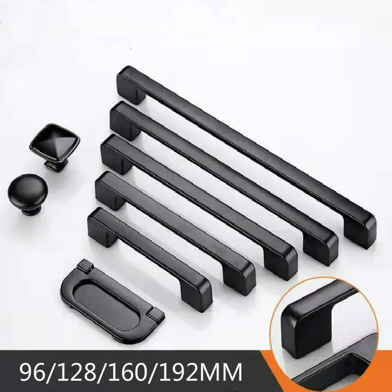 Modern Cabinet Handles Solid Aluminum Alloy Door Knobs Kitchen Cupboard Pulls Drawer Knobs 96-192MM Furniture furniture handles kitchen door handles