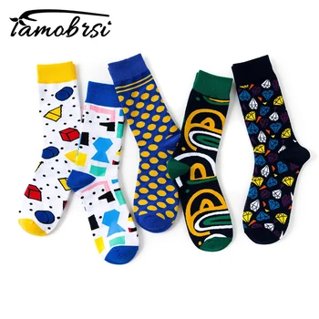 

New Style Autumn Winter Brand Dot Stripes Geometric Creative Funny Tube Skate Socks Men Women Socks Cotton Happy Socks