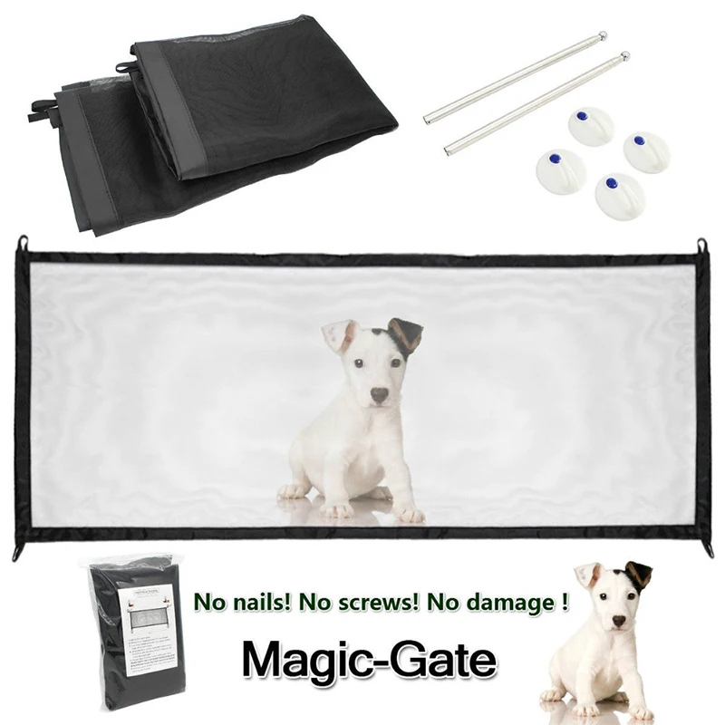 Собачьи заборы Волшебные ворота складные изолированные сетки безопасный предохранитель легко установить для собаки кошки ограждение для безопасности ребенка собачья клетка аксессуары для домашних животных