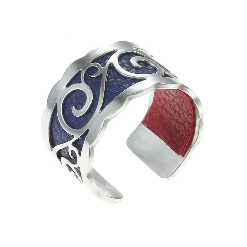 Cremo, жоржет, сделай сам, регулируемые серебряные кольца для женщин, Bijoux Acier, неоксиченные, для женщин, помолвки, сменные, кожаные, Bague - Цвет основного камня: Blue and  Red