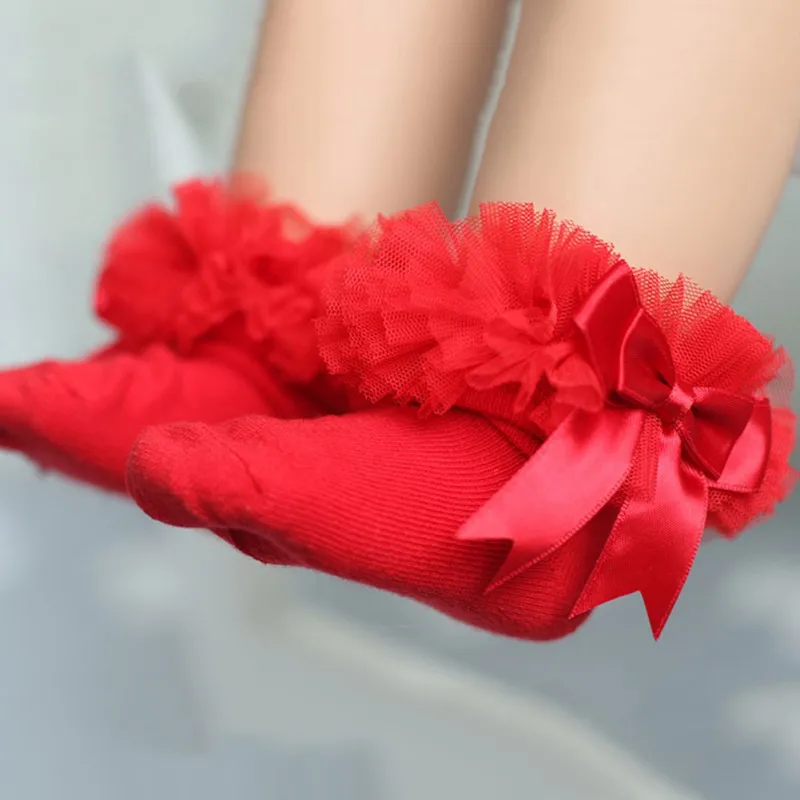 Детские короткие носки для девочек Дети Bowknot хлопковые носочки с завязками