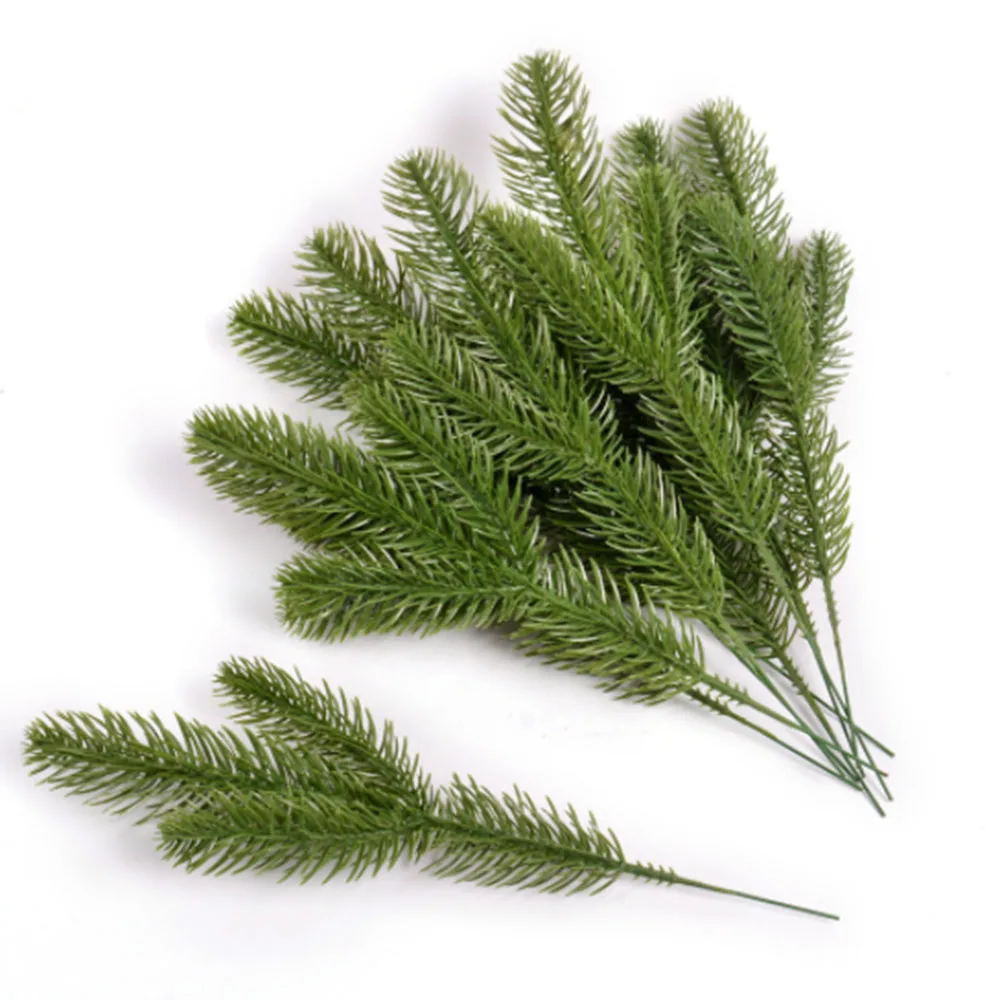 

10Pcs Artificial Green Pine Needle for Wedding Christmas Decoration DIY Craft Gift Xmas Tree Decor Fake Plant Scrapbook