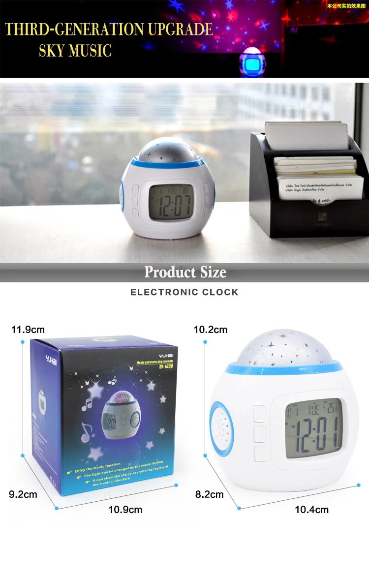 Светодиодный цифровой будильник, повтор, звездная звезда, светящийся будильник, календарь, термометр, Ночной светильник, проектор, домашний декор, подарок