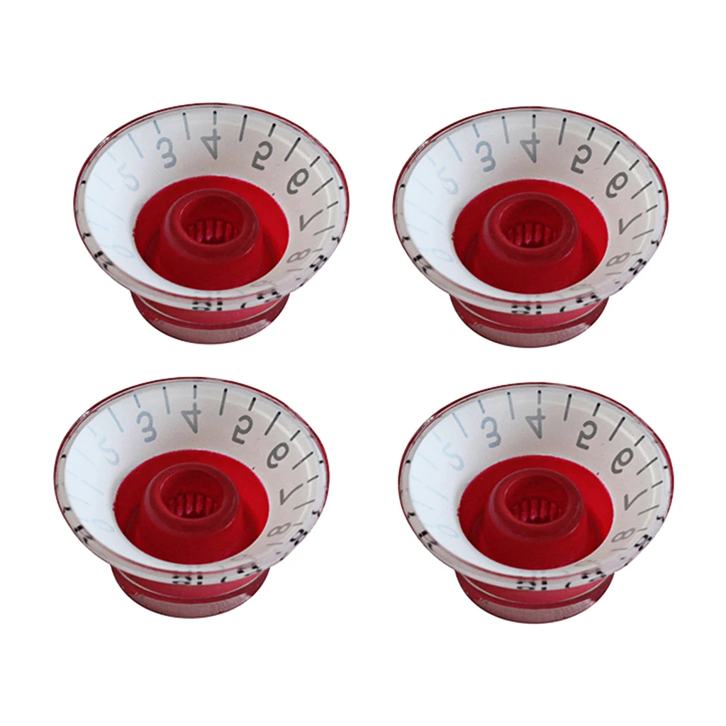 4 PCS Red  Control Knobs Volume Tone Buttons For Electric Guitar